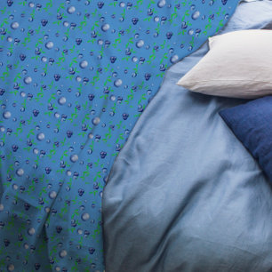 Blueberry watercolor pattern cute girl blue fleece blanket