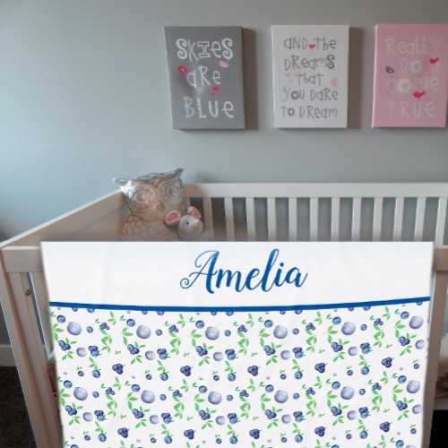 Blueberry watercolor pattern cute girl name  baby blanket