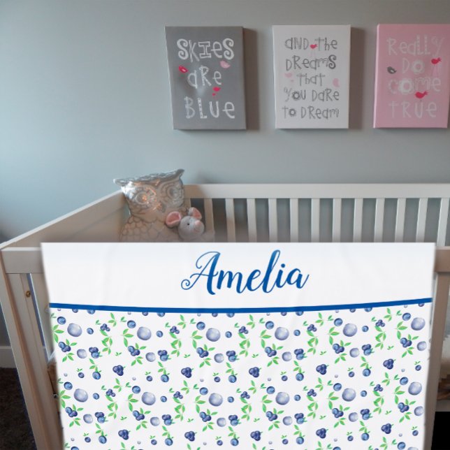 Blueberry watercolor pattern cute girl name  baby blanket (Creator Uploaded)
