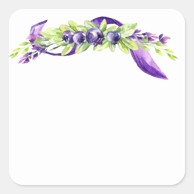Blueberry Watercolor Scrapbook Square Sticker (Front)