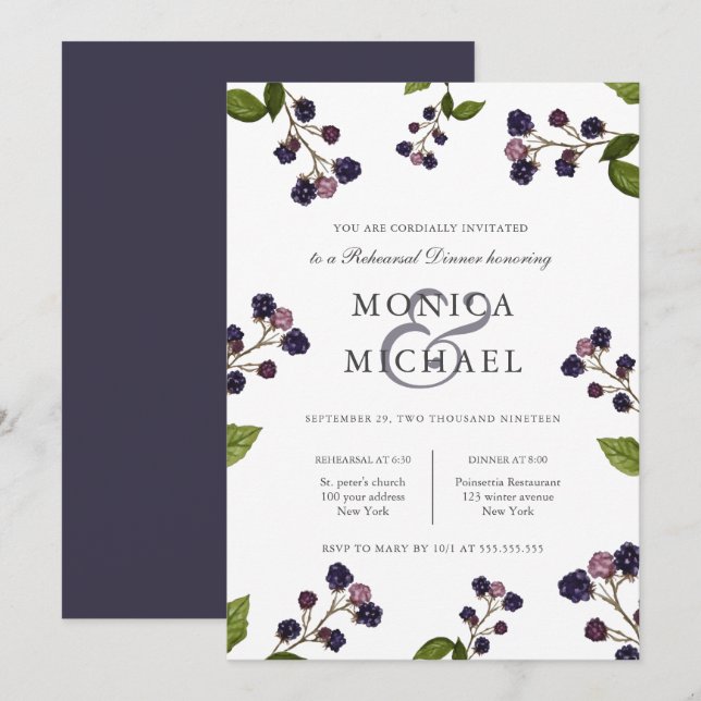 Blueberry | Wedding  Rehearsal Dinner Invitation (Front/Back)