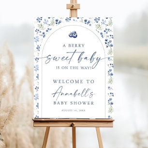 Blueberry Welcome Baby Shower Sign, Berry Sweet Foam Board