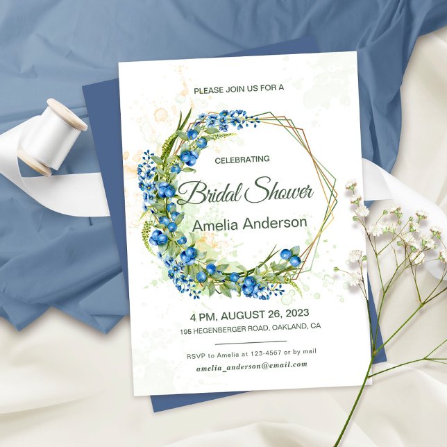 Blueberry Wildflowers Bridal Shower Invitation (Creator Uploaded)