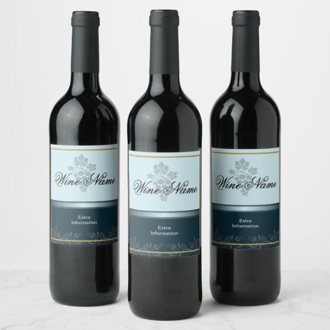 Blueberry Wine Label With Grapes (Bottles)