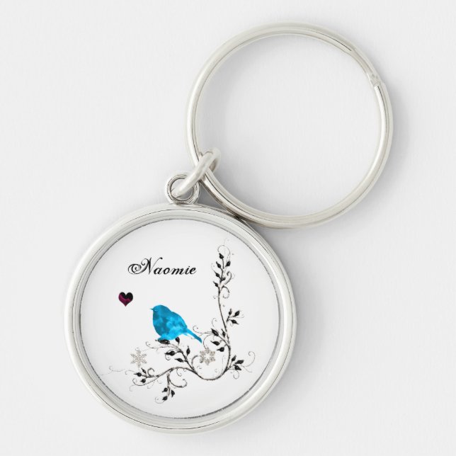 Bluebird and Blue Heart Keychain (Front)