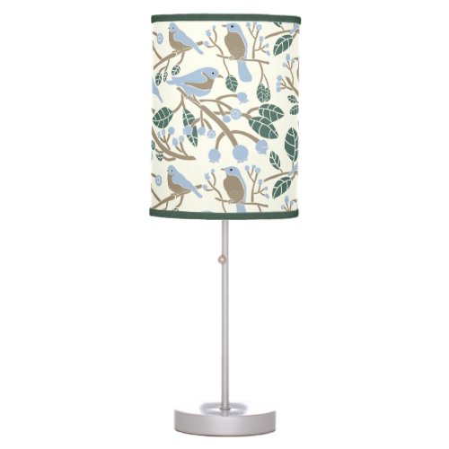 Bluebird and Blueberries Illustrated Table Lamp
