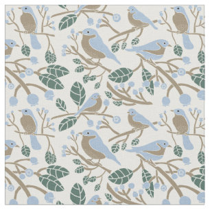 Bluebird and Blueberries Patterned Fabric