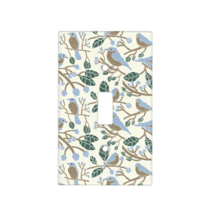 Bluebird and Blueberries Patterned Light Switch Cover