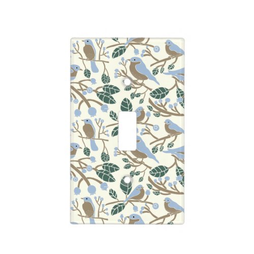 Bluebird and Blueberries Patterned Light Switch Cover