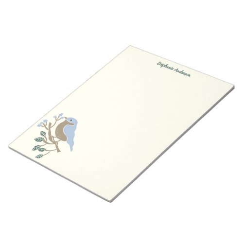 Bluebird and Blueberries Personalized Notepad