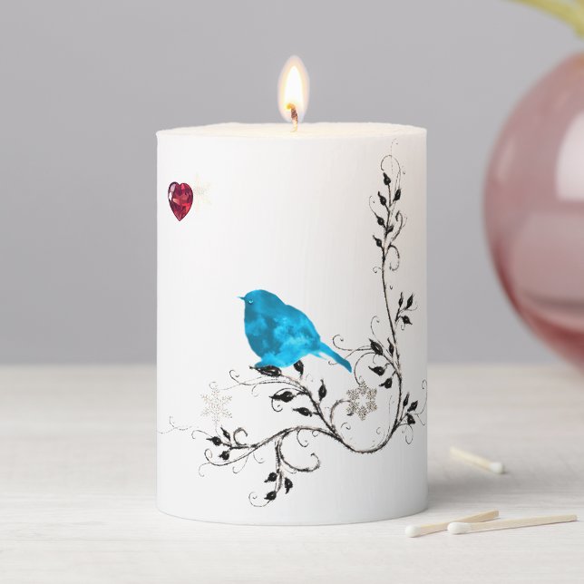 Bluebird and   Heart! Pillar Candle (Creator Uploaded)