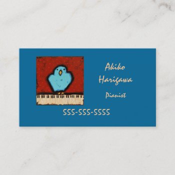 Bluebird And Keyboard Pianist Business Card by ronaldyork at Zazzle
