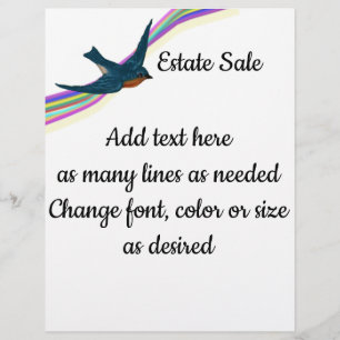 Bluebird and Rainbow, Customizable Text Flyer