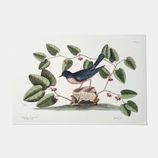 Bluebird and Smilax Lithograph  Floor Mat