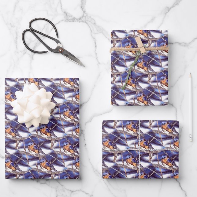 Bluebird Animal Nature Art Pattern  Wrapping Paper Sheets (Front)