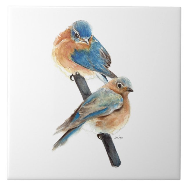 Bluebird Art Decor Ceramic Tile (Front)