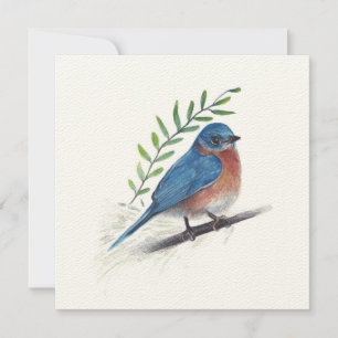 Bluebird Art With Greenery