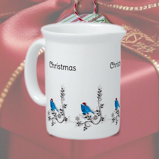 Bluebird at Christmas Beverage Pitcher (Creator Uploaded)