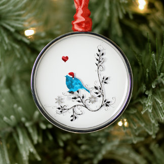 Bluebird At Christmas Metal Ornament