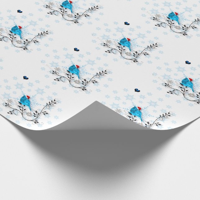 Bluebird at Christmas Wrapping Paper (Corner)