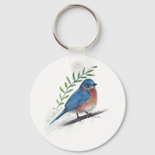 Bluebird Bird Art Keychain