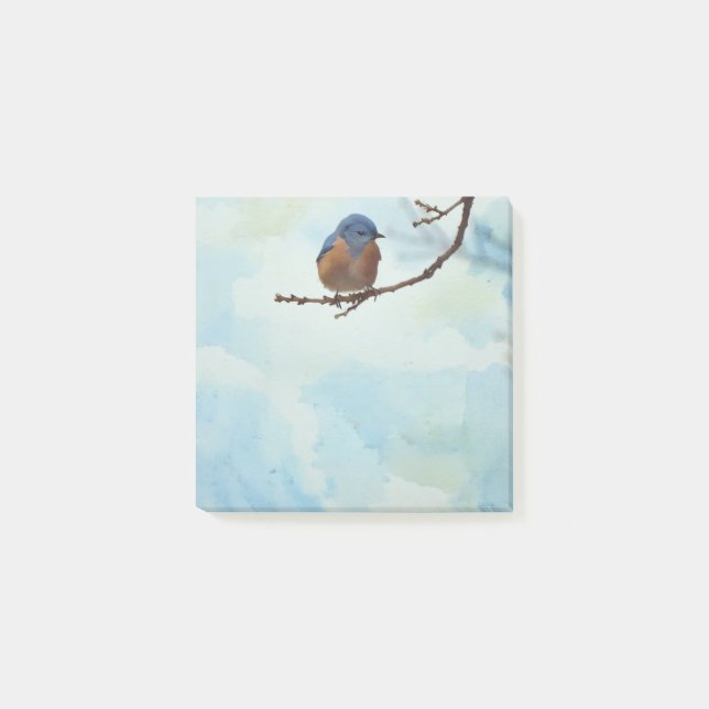 Bluebird Bird Art Nature Post It Note Pad (Front)