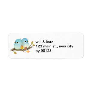 30 Custom Cute Blue Bird Personalized Address Labels