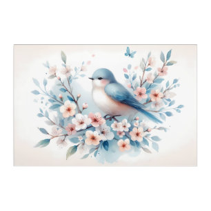 Bluebird Blossom Watercolor Serenity Acrylic Print