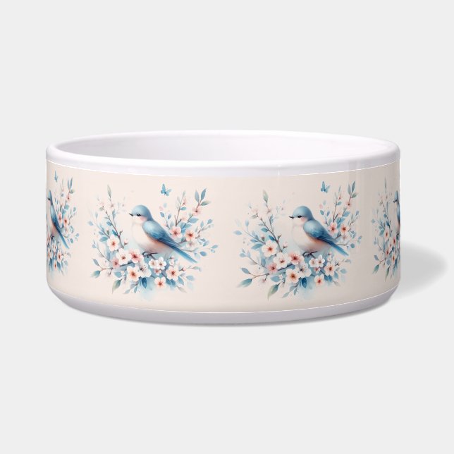 Bluebird Blossom Watercolor Serenity Bowl (Front)