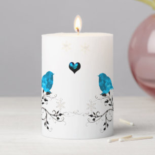 Bluebird & Blue Hearts! Pillar Candle