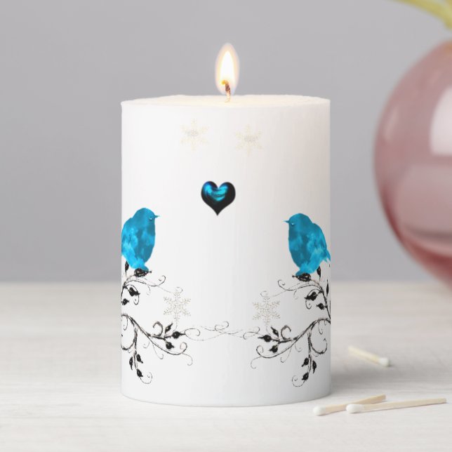 Bluebird & Blue Hearts! Pillar Candle (In Situ)