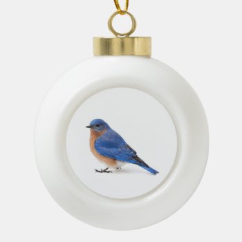 Bluebird Ceramic Ball Christmas Ornament by PixLifeBirds at Zazzle
