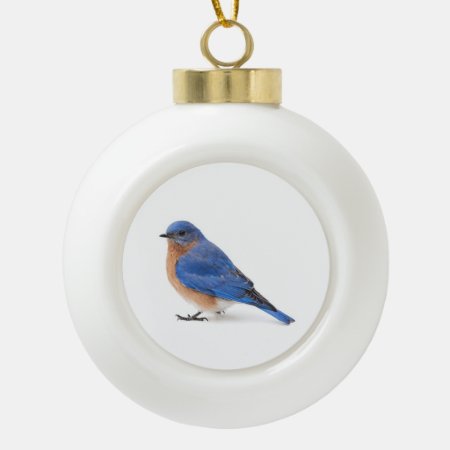 Bluebird Ceramic Ball Christmas Ornament