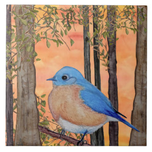 Bluebird Ceramic Tile, Large Ceramic Tile