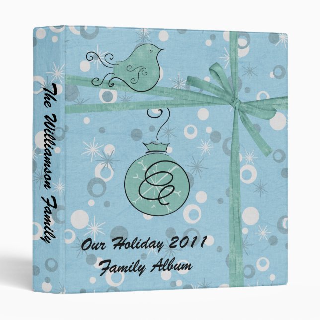 Bluebird Christmas Customizable  Family Album Binder (Front/Spine)