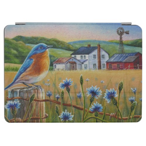 Bluebird Cornflowers Summer Farm Watercolor Art iPad Air Cover
