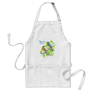 Bluebird Couple in a Hawthorn Tree Personalized Adult Apron
