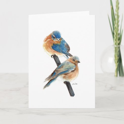 Bluebird Couple Painting Happy Birthday Note Card