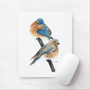 Bluebird Couple Watercolor Art  Mouse Pad