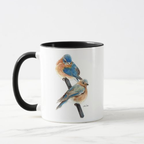 Bluebird Couple Watercolor Art Mug