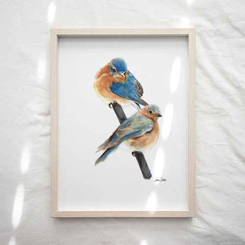 Bluebird Couple Watercolor Art Print