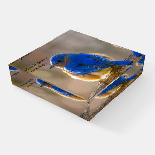 Bluebird Customize Name Personal Greeting Glass Paperweight