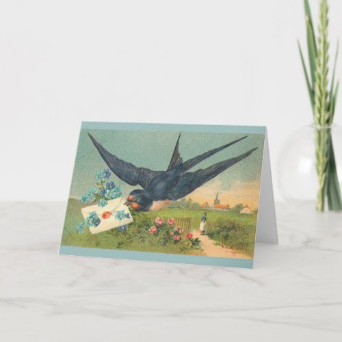 Bluebird Delivers Vintage Valentine Holiday Card