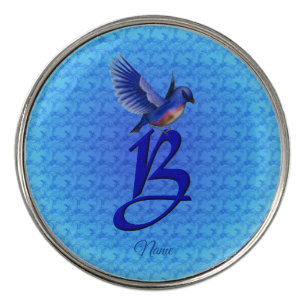 Bluebird Elegant Monogram Initial B Personalized Golf Ball Marker