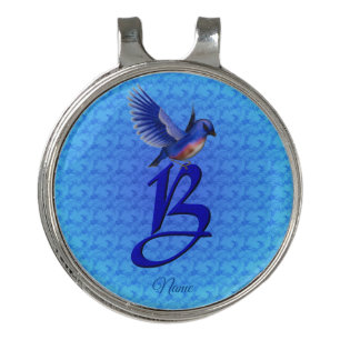 Bluebird Elegant Monogram Initial B Personalized Golf Hat Clip