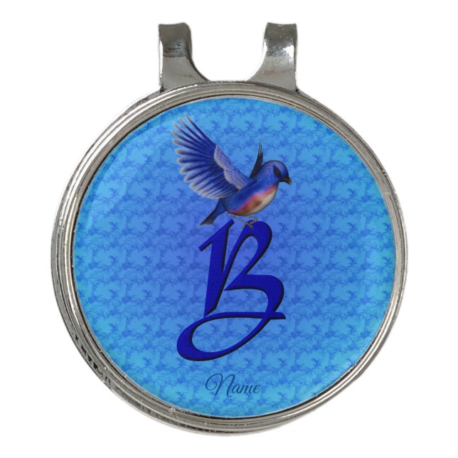 Bluebird Elegant Monogram Initial B Personalized Golf Hat Clip (Front)