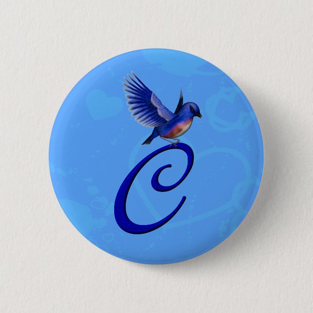 Bluebird Elegant Monogram Initial C Button (Front)