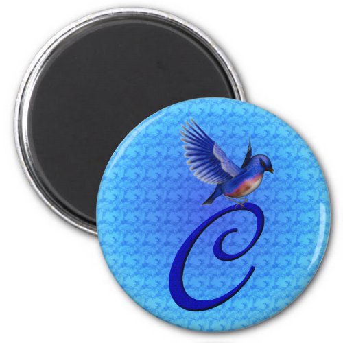 Bluebird Elegant Monogram Initial C Magnet