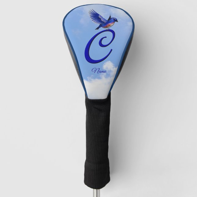 Bluebird Elegant Monogram Initial C Personalized Golf Head Cover (Front)