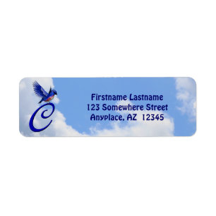Bluebird Elegant Monogram Initial C Return Address Label